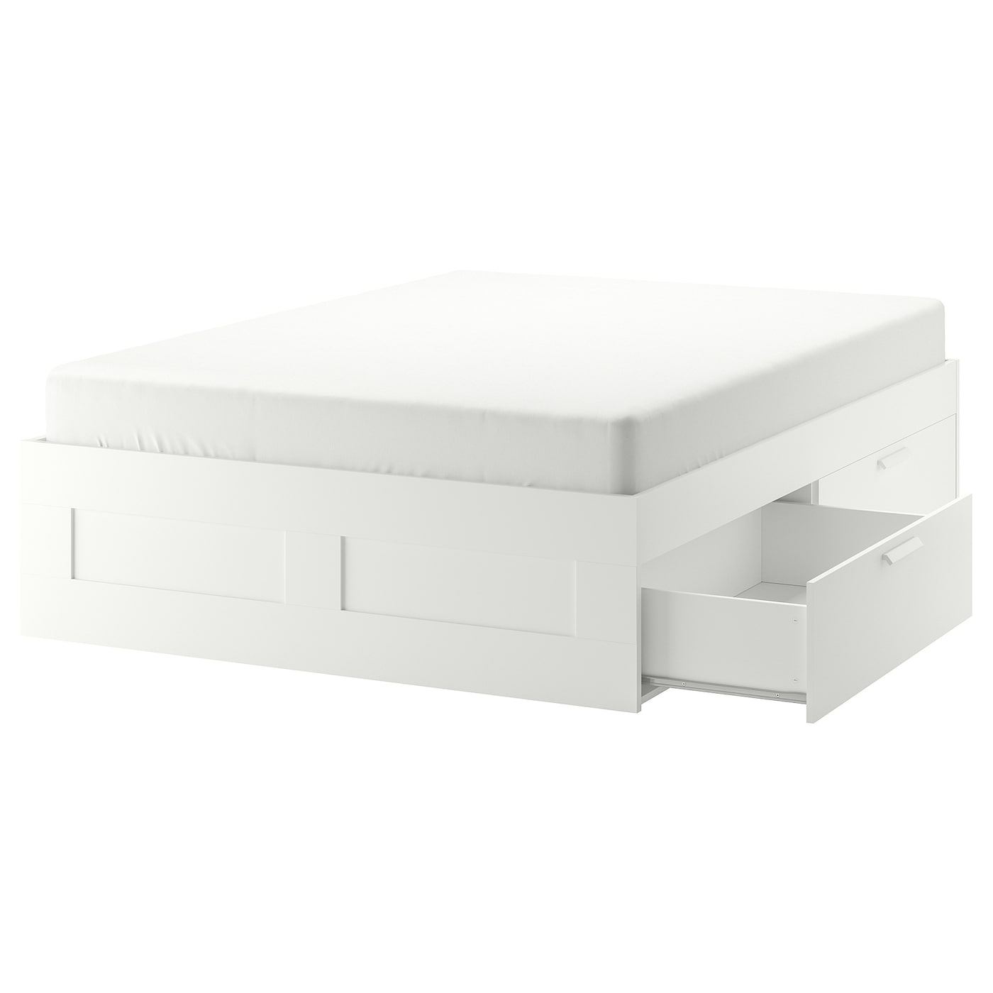 Каркас кровати с ящиками - IKEA BRIMNES/LÖNSET/LONSET, 140х200 см, белый, БРИМНЭС/БРИМНЕС/ЛОНСЕТ ИКЕА