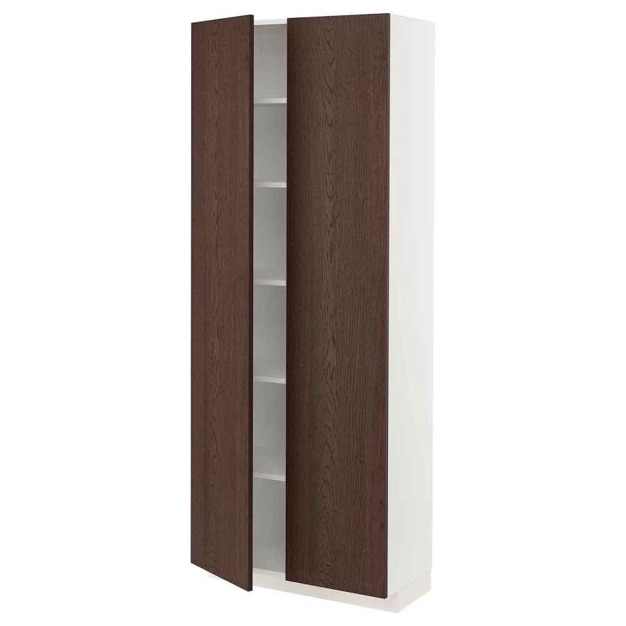Высокий шкаф - IKEA METOD/МЕТОД ИКЕА, 200х37х80 см, белый/коричневый (изображение №1)