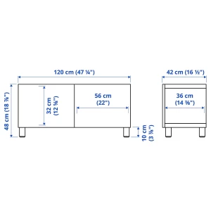 Тумба под ТВ с дверцами - IKEA BESTÅ/BESTA/БЕСТО ИКЕА, 42х48х120 см, черный антрацит