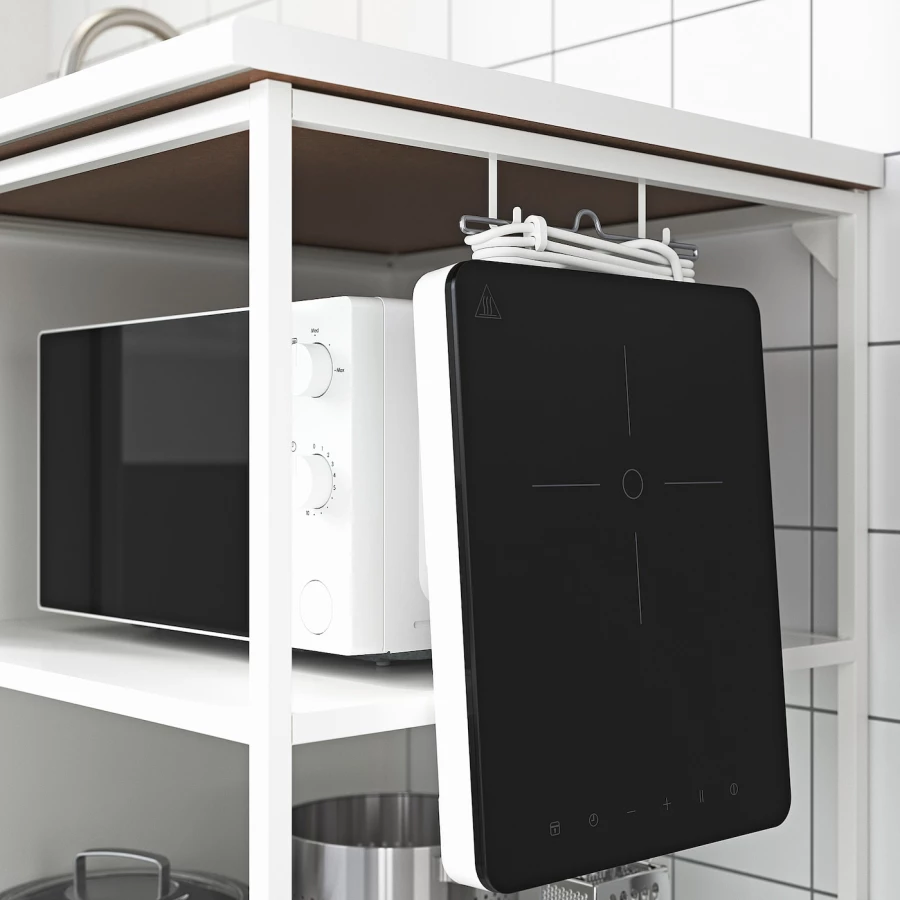 Угловая кухонная комбинация для хранения - ENHET  IKEA/ ЭНХЕТ ИКЕА, 121,5х185х75 см, белый/серый/черный (изображение №9)
