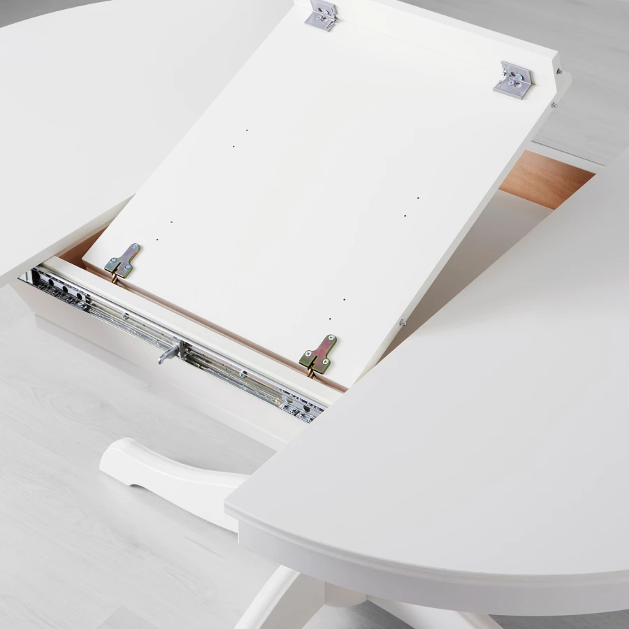 Стол круглый раздвижной - IKEA INGATORP, 155/110х74 см, белый, ИНГАТОРП ИКЕА (изображение №5)