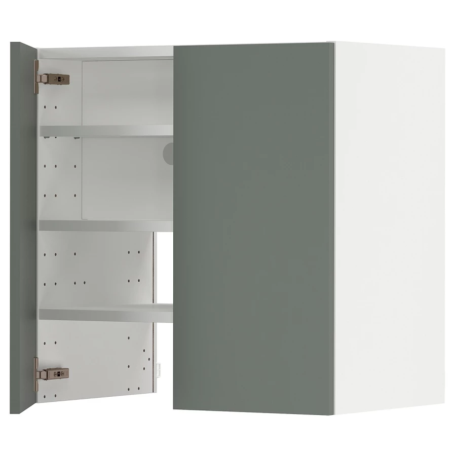 Навесной шкаф с полкой - METOD IKEA/ МЕТОД ИКЕА, 60х60 см, белый/темно-зеленый (изображение №1)