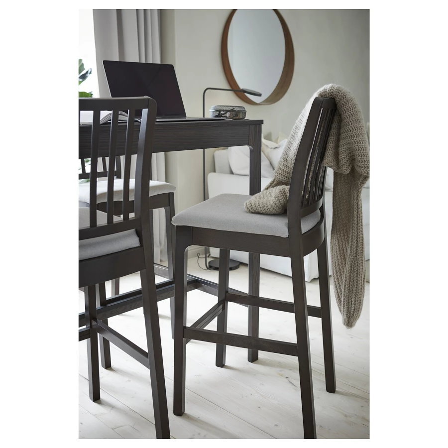 Барный стул - EKEDALEN IKEA/ЭКЕДАЛЕН ИКЕА, 114х45х51 см, коричневый (изображение №4)