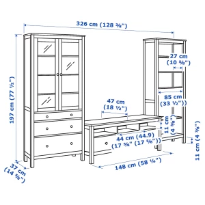 Второе фото. Комбинация под ТВ - IKEA HEMNES, 47x326x197 см, черный, Хемнэс ИКЕА