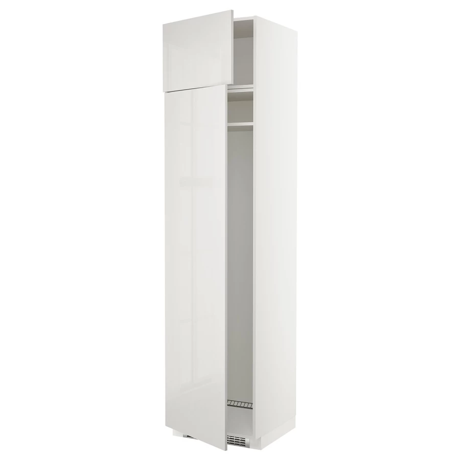 Высокий кухонный шкаф - IKEA METOD/МЕТОД ИКЕА, 240х60х60 см, белый/светло-серый глянцевый (изображение №1)
