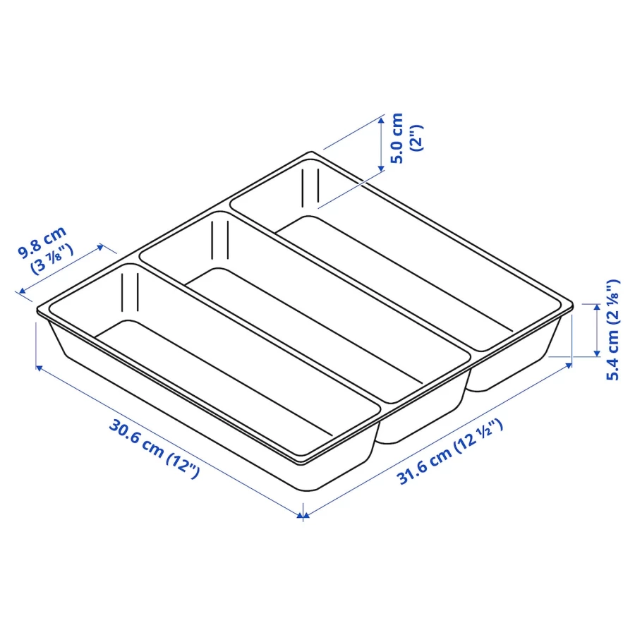 Лоток для столовых приборов - IKEA UPPDATERA, 32х31 см, белый, УППДАТЕРА ИКЕА (изображение №2)