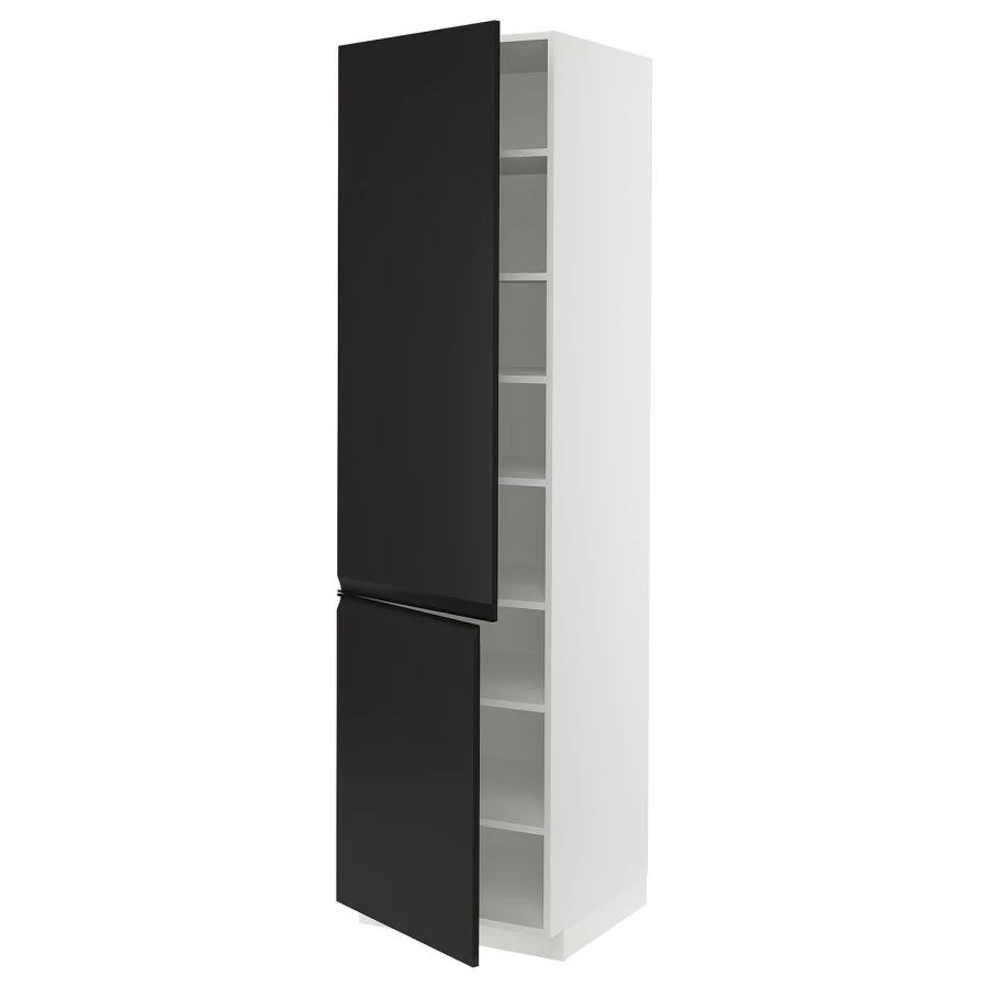 Высокий шкаф - IKEA METOD/МЕТОД ИКЕА, 220х60х60 см, черный/белый (изображение №1)