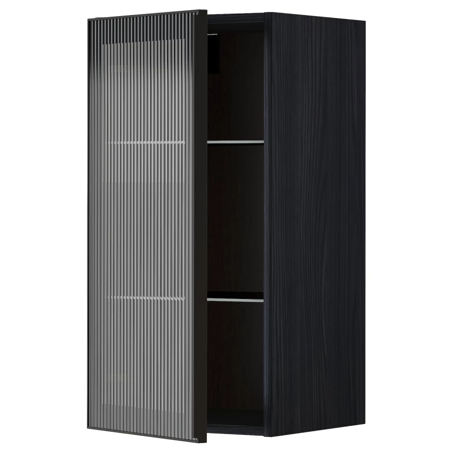 Шкаф со стеклянными дверцами - METOD IKEA/ МЕТОД ИКЕА, 80х40 см, черный (изображение №1)