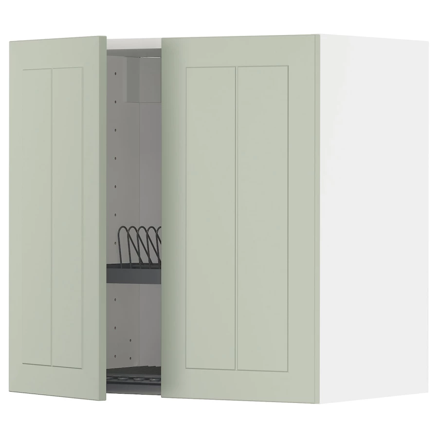 Навесной шкаф с сушилкой - METOD IKEA/ МЕТОД ИКЕА, 60х60 см, белый/зеленый (изображение №1)