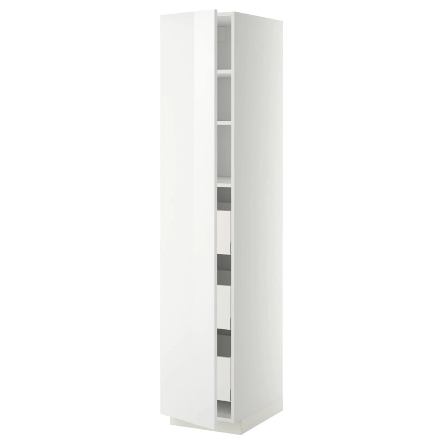Высокий шкаф с ящиками - IKEA METOD/MAXIMERA/МЕТОД/МАКСИМЕРА ИКЕА, 200х60х40 см, белый (изображение №1)
