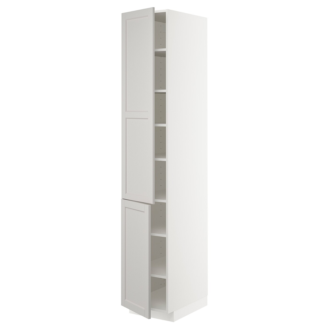Высокий кухонный шкаф с полками - IKEA METOD/МЕТОД ИКЕА, 220х60х40 см, белый/серый