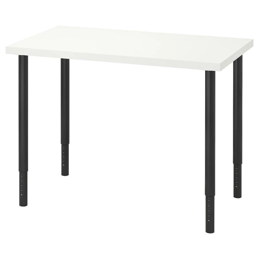 Письменный стол - IKEA LINNMON/OLOV, 100x60 см, белый/черный, ЛИННМОН/ОЛОВ ИКЕА (изображение №1)