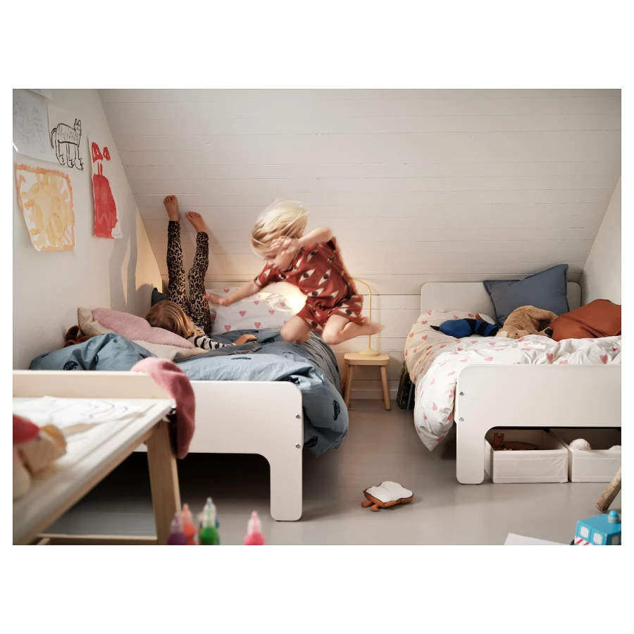 Кровать одноярусная - IKEA SLÄKT/LURÖY/ SLАKT/LURОY/СЛЭКТ/ЛУРОЙ ИКЕА  , 80x200 см, белый (изображение №7)