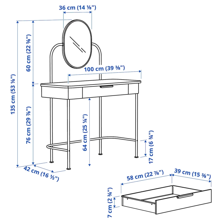 Туалетный столик - IKEA  GRÅFJÄLLET/GRAFJALLET/ГРАФЖАЛЛЕТ ИКЕА, черный (изображение №3)