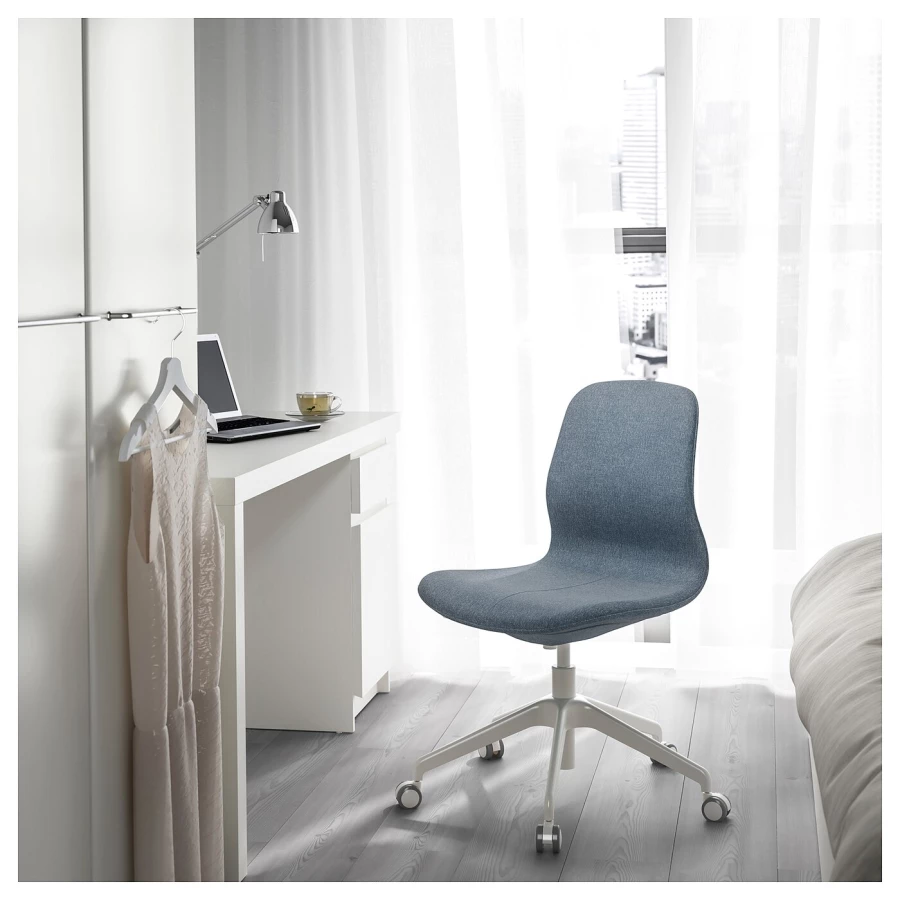 Офисный стул - IKEA LÅNGFJÄLL/LANGFJALL, 68x68x92см, синий, ЛОНГФЬЕЛЛЬ ИКЕА (изображение №3)