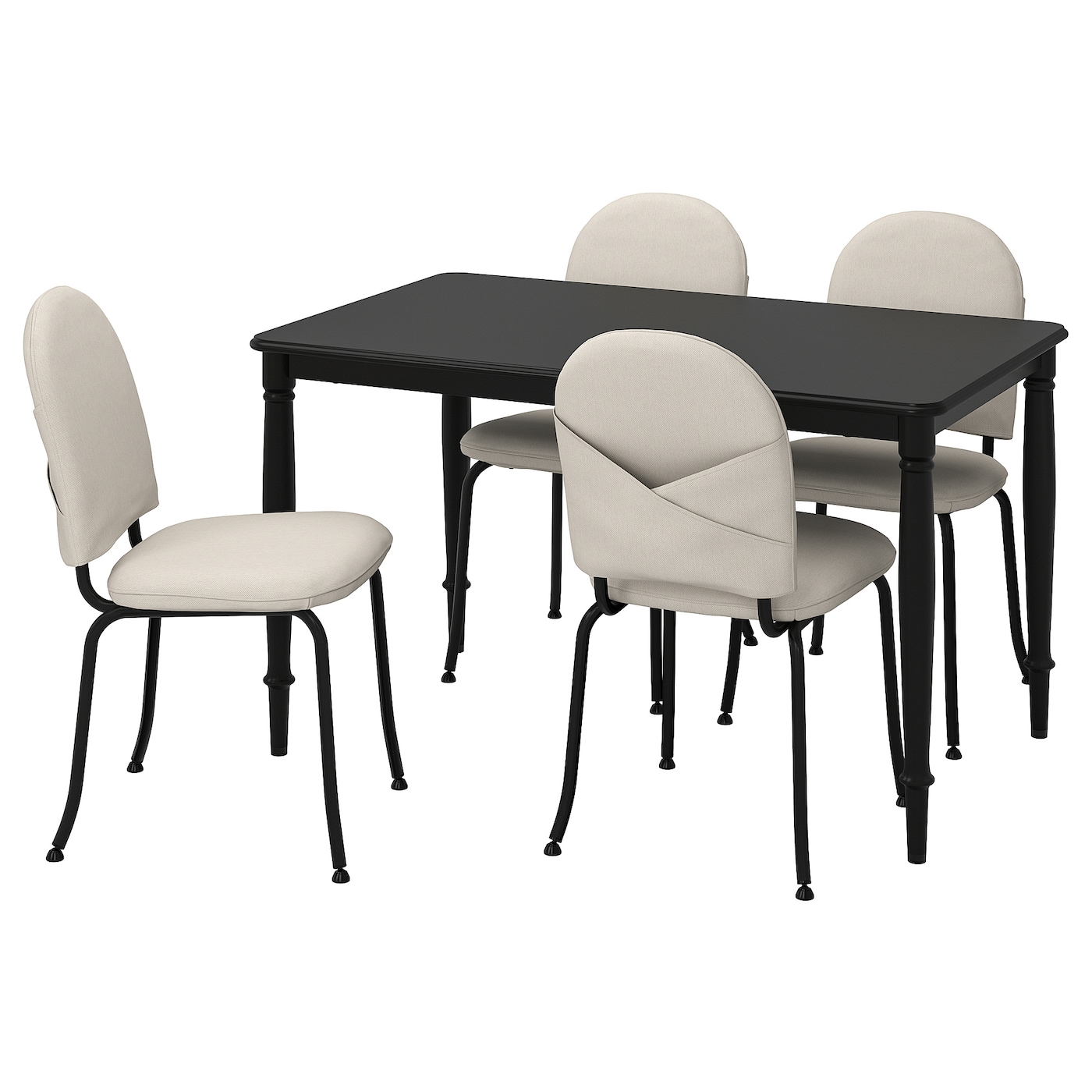 Стол и 4 стула - DANDERYD / EBBALYCKE IKEA/ ДАНДЭРЮД / ЭББАЛЮККЕ ИКЕА, 130х75/87х38  см, белый/ черный