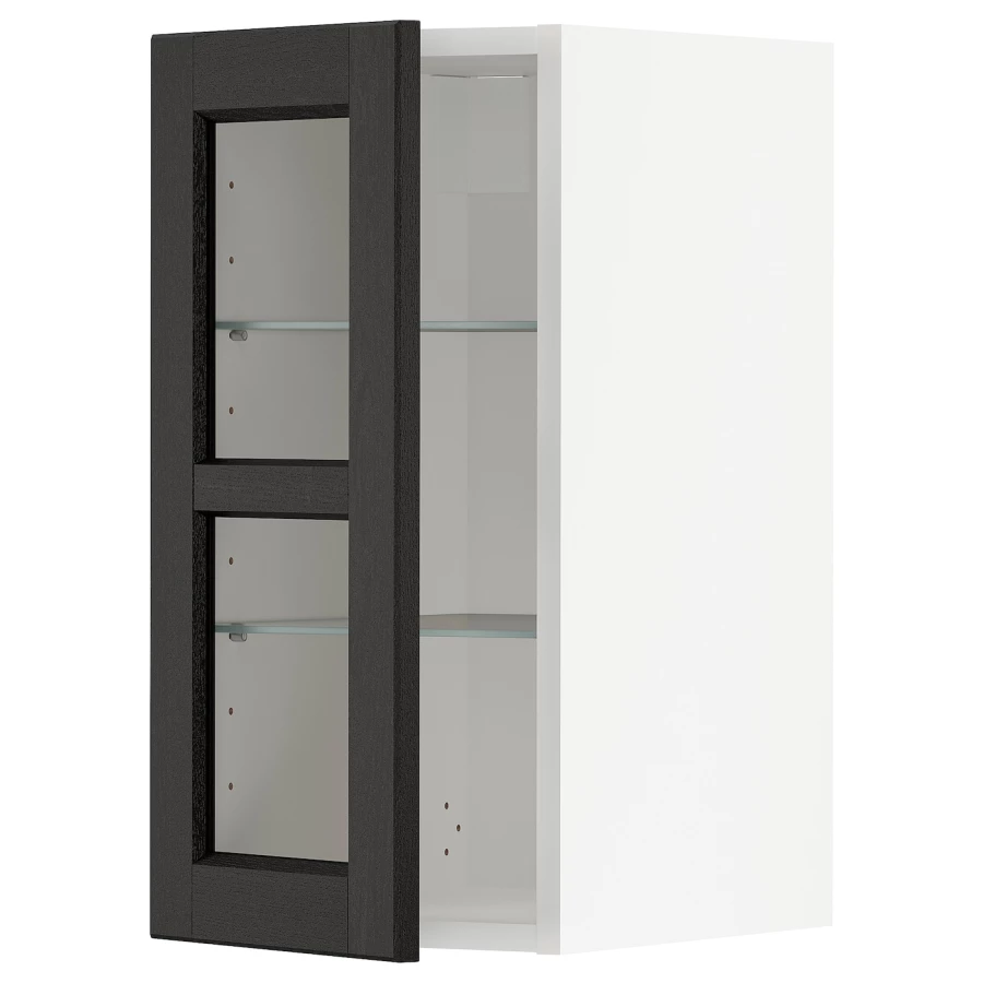Шкаф со стеклянными дверцами - METOD  IKEA/  МЕТОД ИКЕА, 60х30  см, белый/черный (изображение №1)