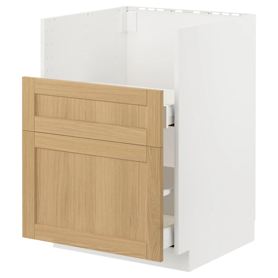 Напольный шкаф - METOD / MAXIMERA IKEA/ МЕТОД/ МАКСИМЕРА ИКЕА,  88х60 см, белый/под беленый дуб (изображение №1)