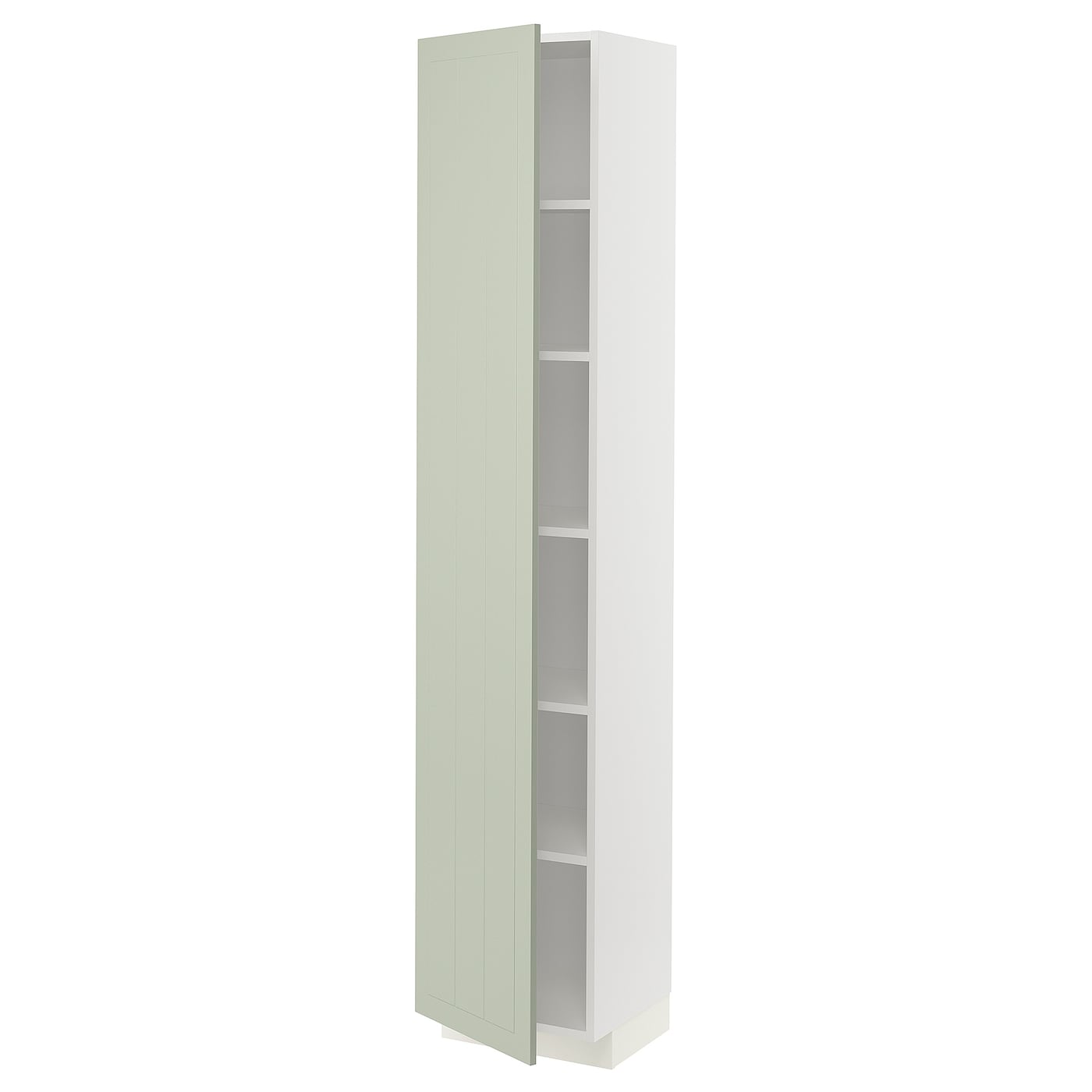 Высокий кухонный шкаф с полками - IKEA METOD/МЕТОД ИКЕА, 200х37х40 см, белый/зеленый