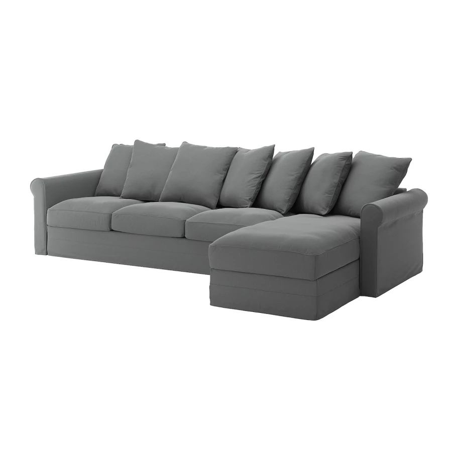 Чехол на 4-местный диван с шезлонгом - IKEA GRÖNLID/GRONLID/ГРЁНЛИД ИКЕА, 38х9х57 см, серый (изображение №1)