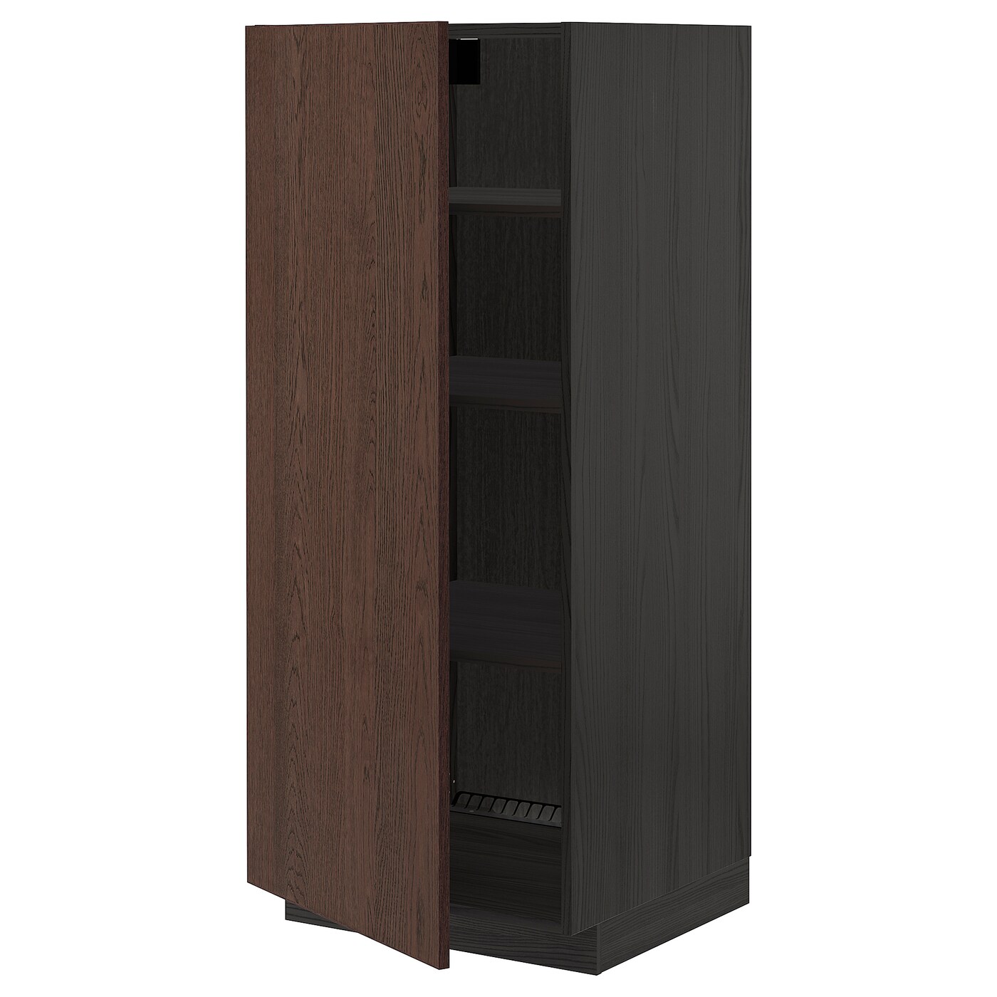 Высокий кухонный шкаф с полками - IKEA METOD/МЕТОД ИКЕА, 140х60х60 см, коричневый/черный