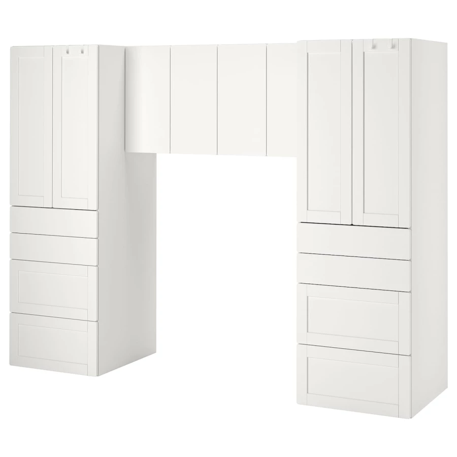 Детская гардеробная комбинация - IKEA PLATSA SMÅSTAD/SMASTAD, 181x57x240см, белый, ПЛАТСА СМОСТАД ИКЕА (изображение №1)