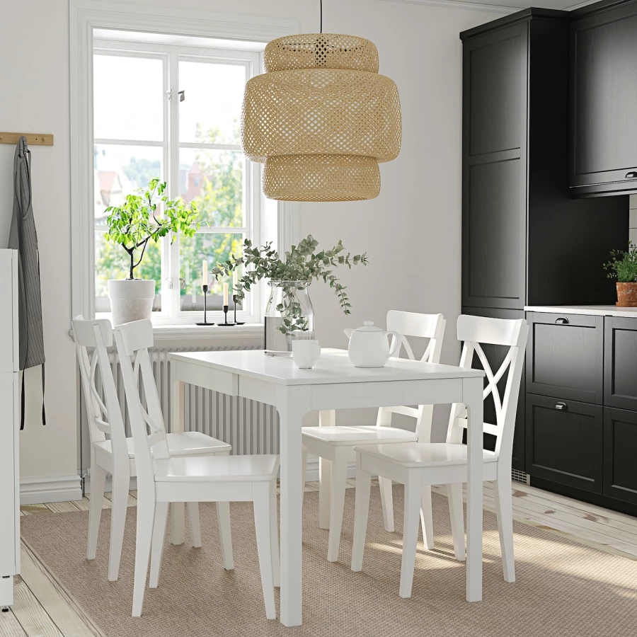 Стол и 4 стула - IKEA EKEDALEN/INGOLF/ЭКЕДАЛЕН/ИНГОЛЬФ ИКЕА, 120х180х80 см, белый (изображение №2)