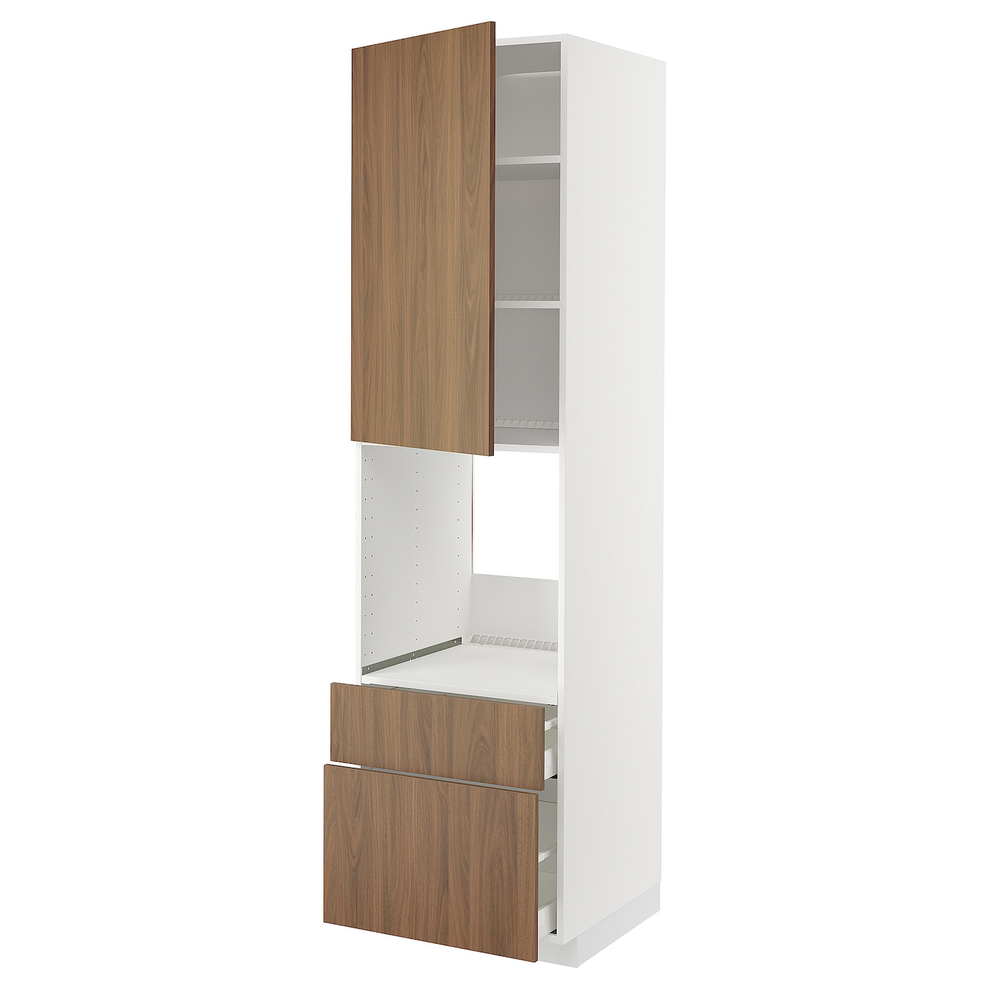 Высокий шкаф с ящиками - IKEA METOD/MAXIMERA/МЕТОД/МАКСИМЕРА ИКЕА, 220х60х60 см, белый/коричневый