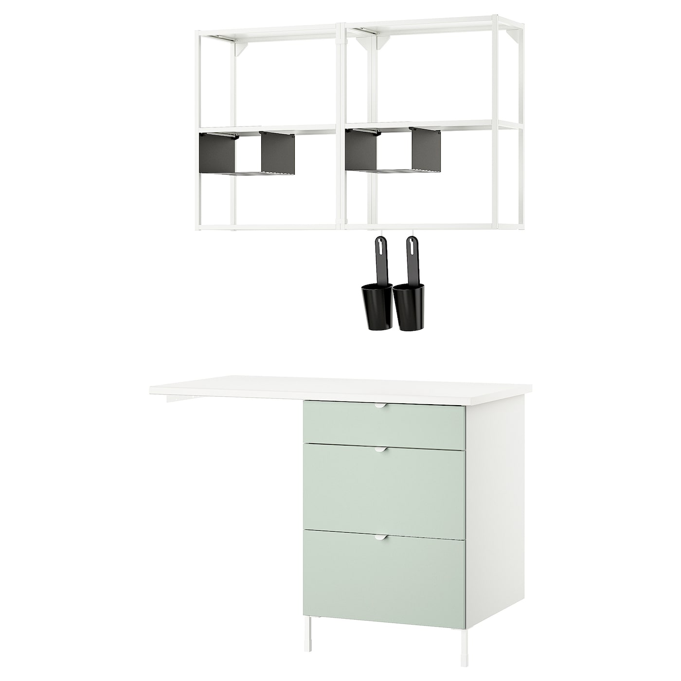 Комбинация для ванной - IKEA ENHET, 121.5х63.5х222 см, белый/светло-зеленый, ЭНХЕТ ИКЕА