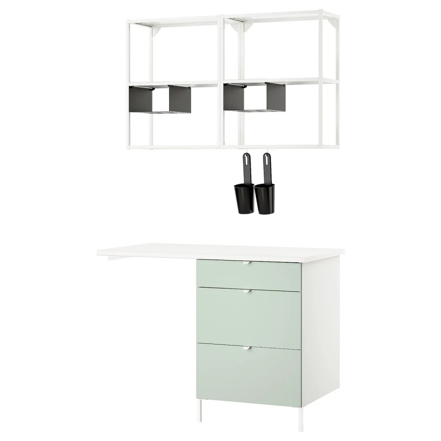 Комбинация для ванной - IKEA ENHET, 121.5х63.5х222 см, белый/светло-зеленый, ЭНХЕТ ИКЕА (изображение №1)