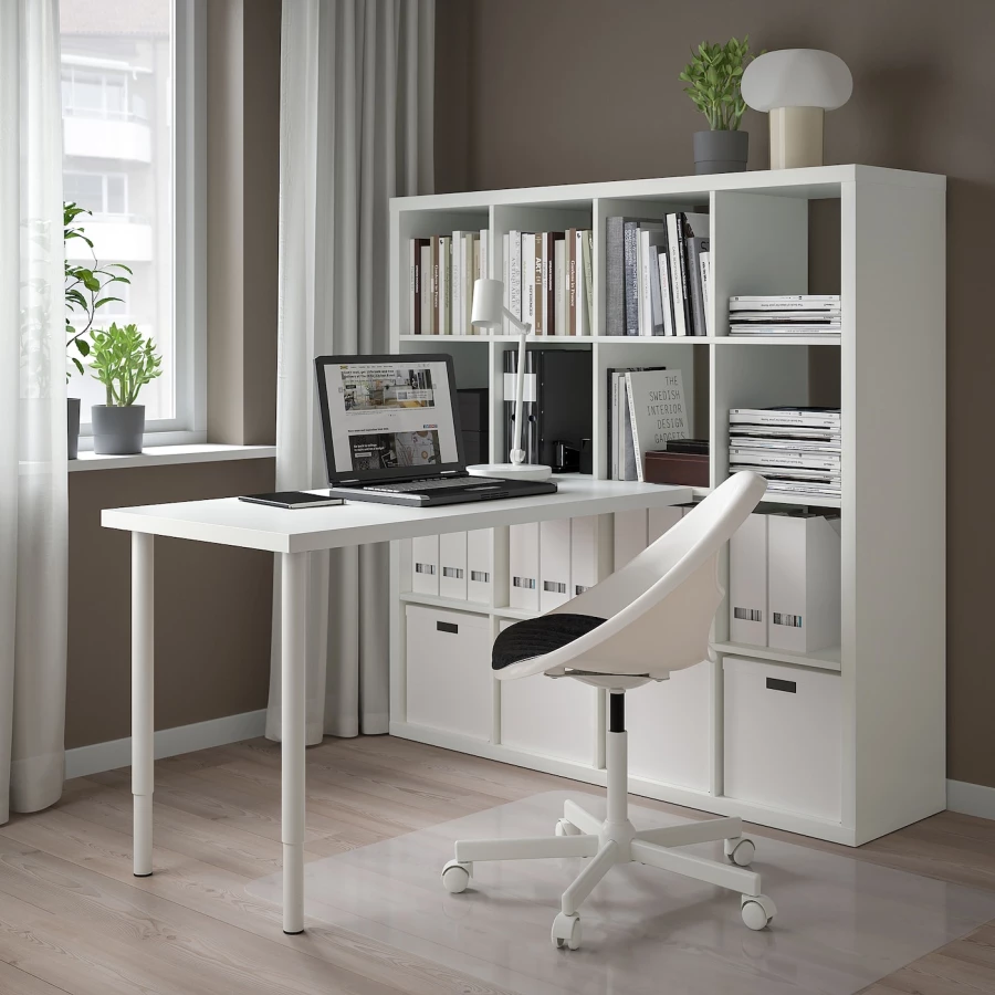 Письменный стол с книжной полкой 16 ячеек - IKEA LAGKAPTEN/KALLAX/ЛАГКАПТЕН/КАЛЛАКС ИКЕА, белый (изображение №2)