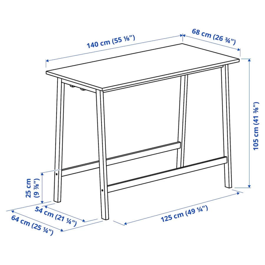 Стол для переговоров - MITTZON IKEA /ИКЕА МИТТЗОН , 68х140х105 см, черный (изображение №5)