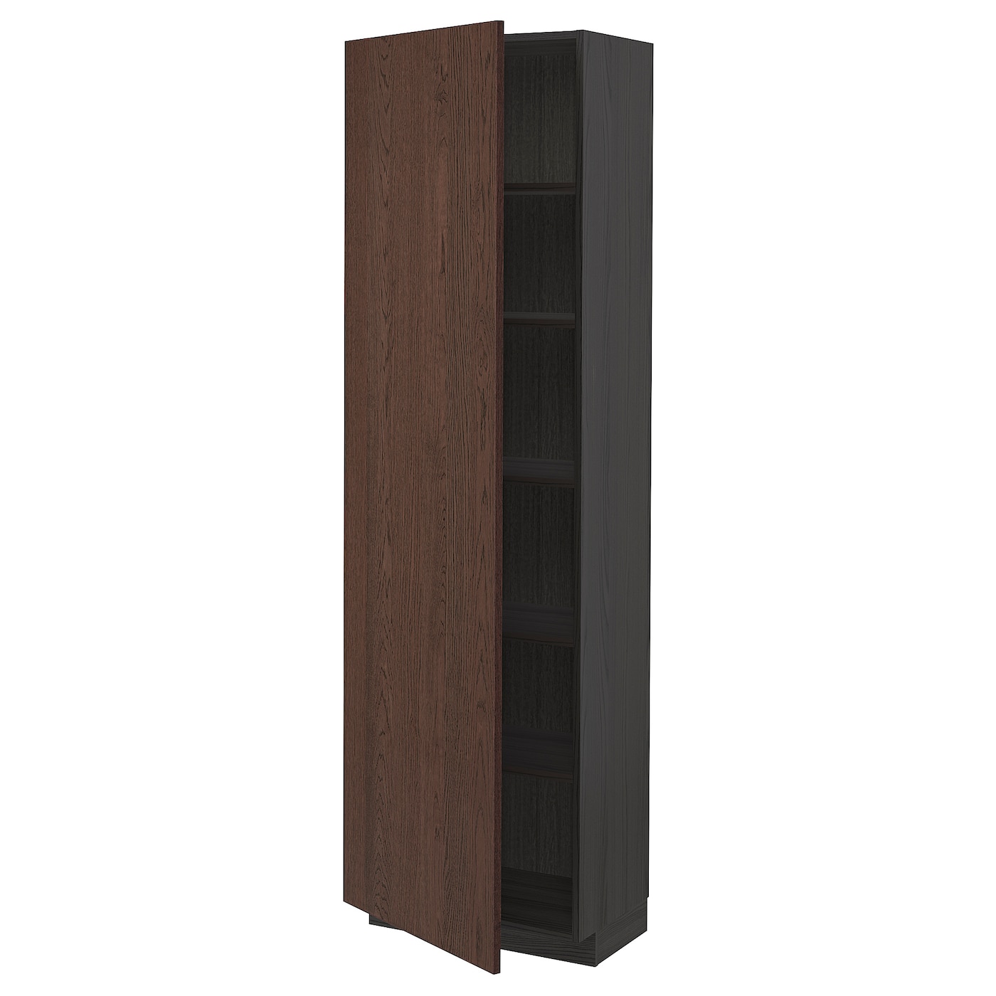 Высокий кухонный шкаф с полками - IKEA METOD/МЕТОД ИКЕА, 200х37х60 см, черный/коричневый