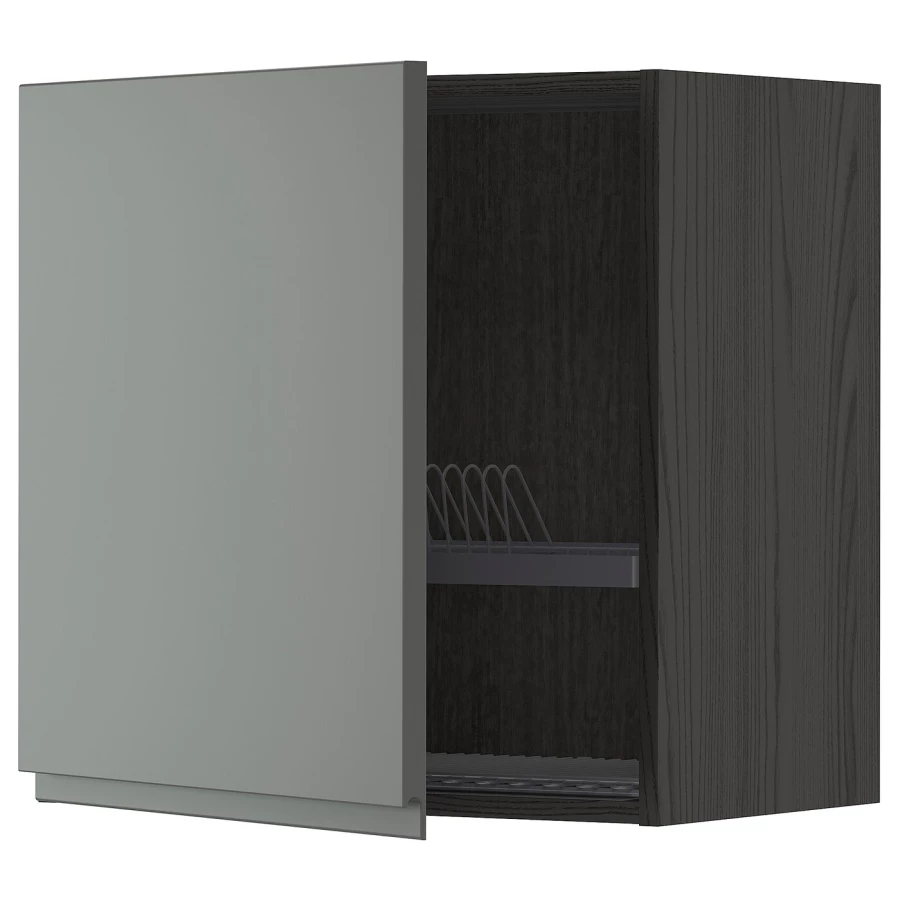 Навесной шкаф с сушилкой - METOD IKEA/ МЕТОД ИКЕА, 60х60 см, черный/серый (изображение №1)