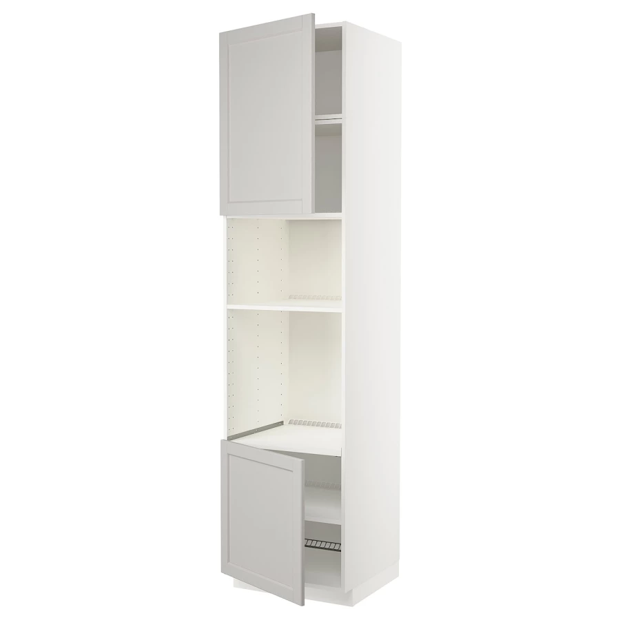 Кухонный шкаф-пенал - IKEA METOD/МЕТОД ИКЕА, 240х60х60 см, белый/серый (изображение №1)