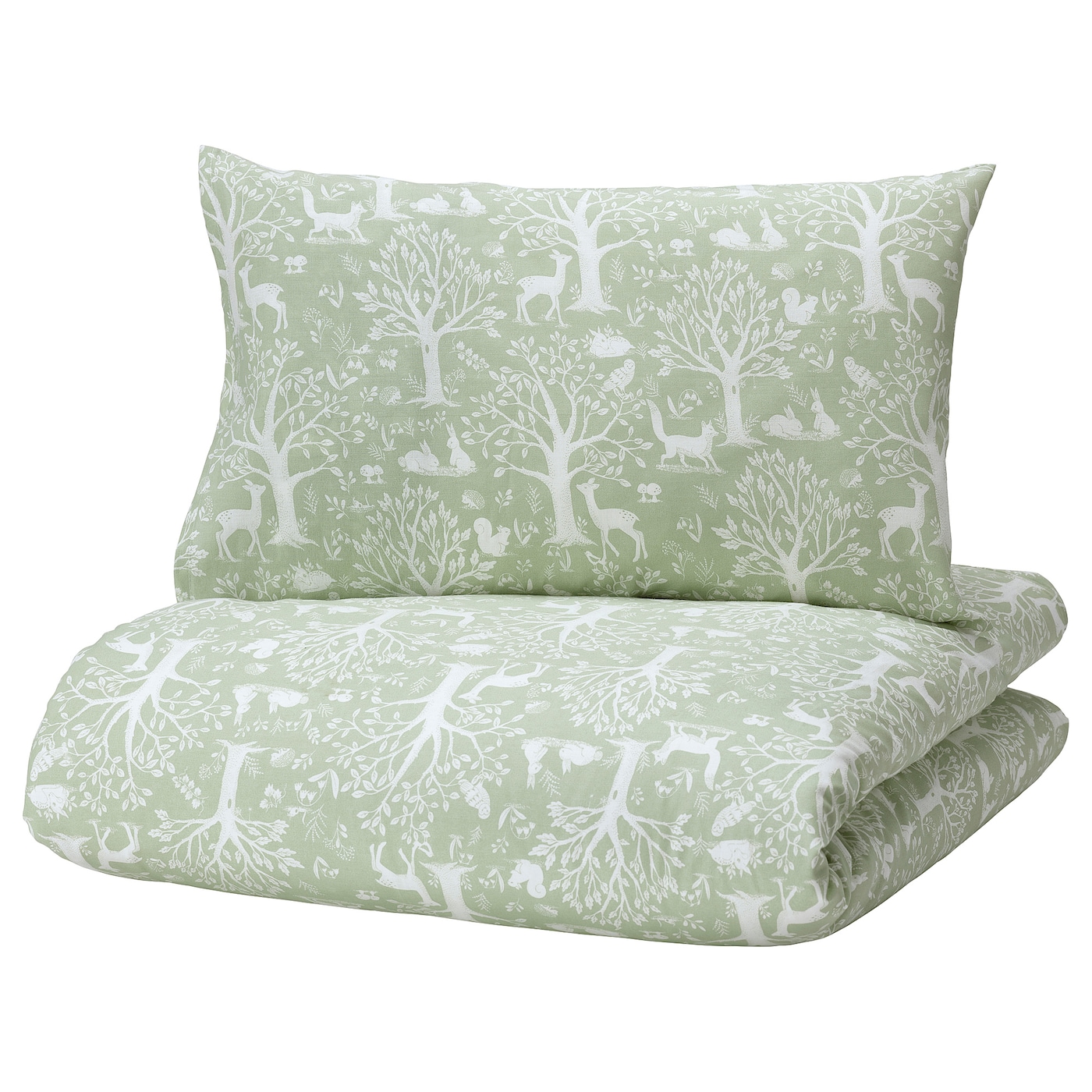 Пододеяльник и наволочка для детской кроватки - TROLLDOM  IKEA/ ТРОЛЛДОМ ИКЕА,  110x125/35x55 см, зеленый