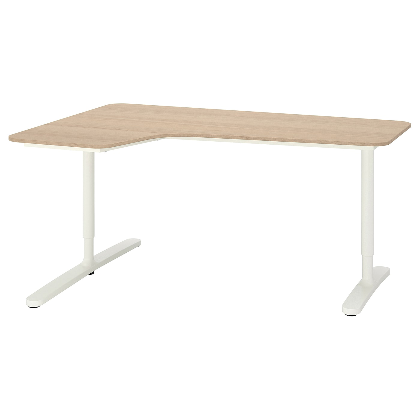 Письменный стол угловой левый - IKEA BEKANT, 160х110х65-85 см, под беленый дуб/белый, БЕКАНТ ИКЕА
