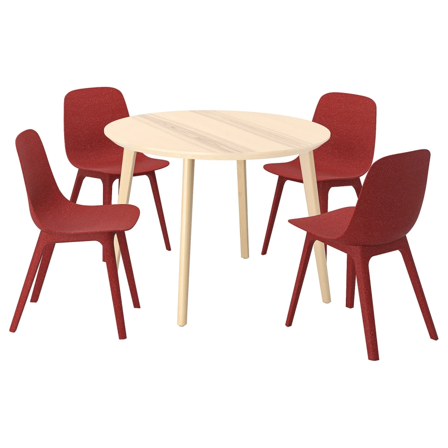 Кухонный стол - LISABO/ODGER IKEA/ ЛИСАБО/ОДГЕР ИКЕА, 105х74 см, красный/бежевый (изображение №1)