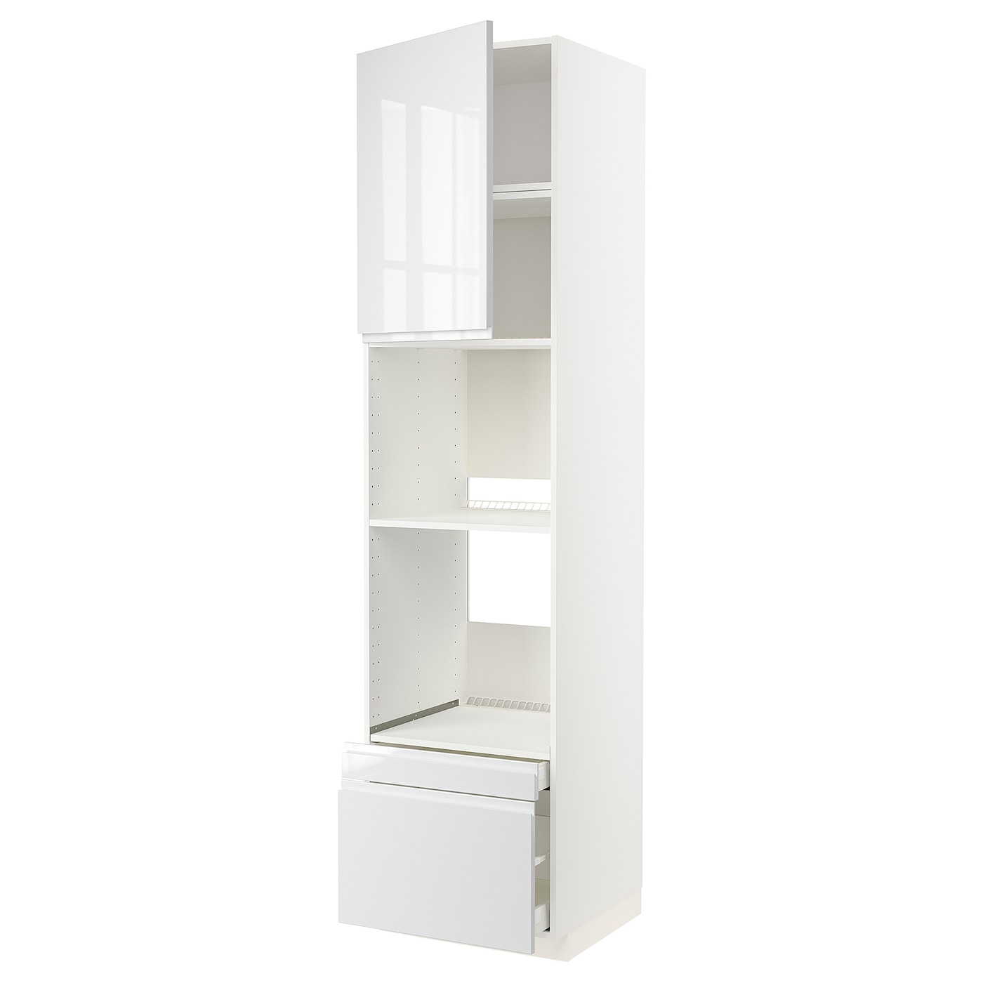 Высокий шкаф с ящиками - IKEA METOD/MAXIMERA/МЕТОД/МАКСИМЕРА ИКЕА, 240х60х60 см, белый глянцевый