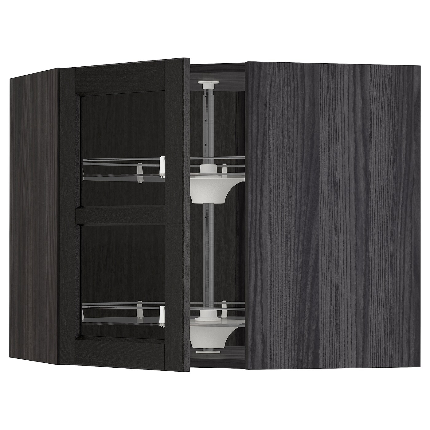Навесной шкаф - IKEA METOD, 67.5х67.5х60 см, черный/стекло, МЕТОД ИКЕА