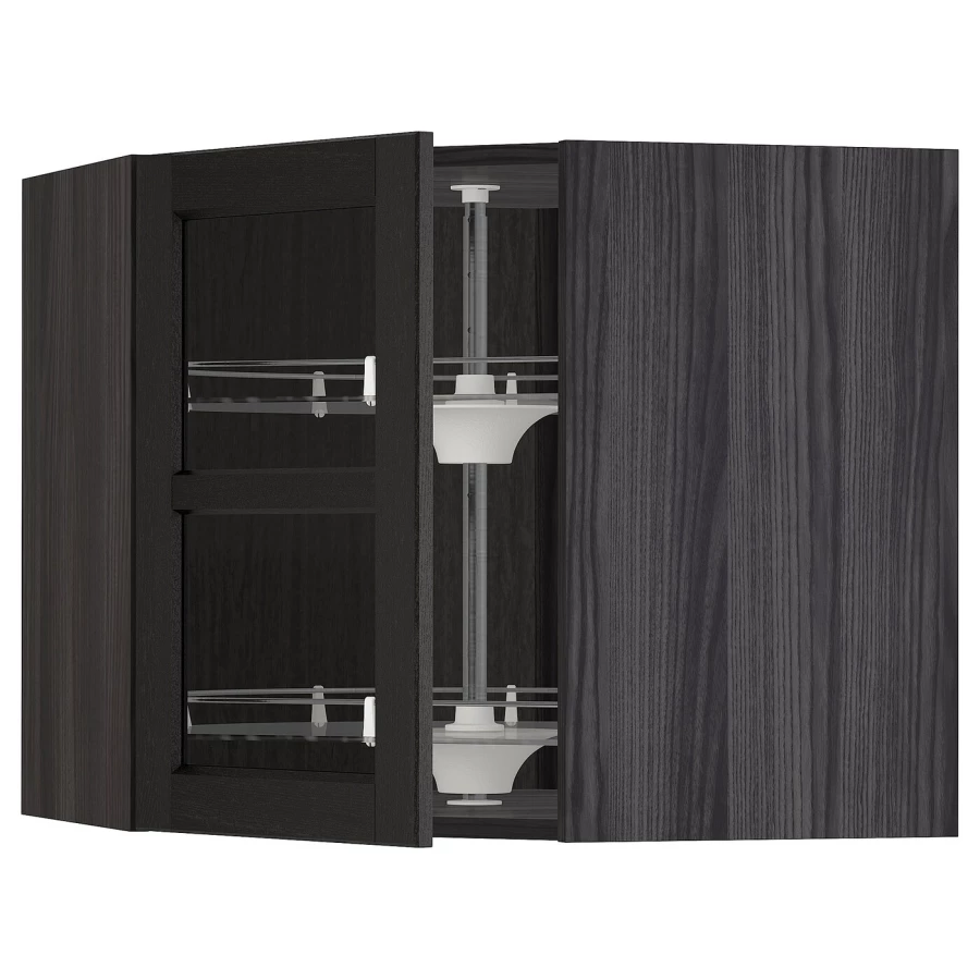 Навесной шкаф - IKEA METOD, 67.5х67.5х60 см, черный/стекло, МЕТОД ИКЕА (изображение №1)