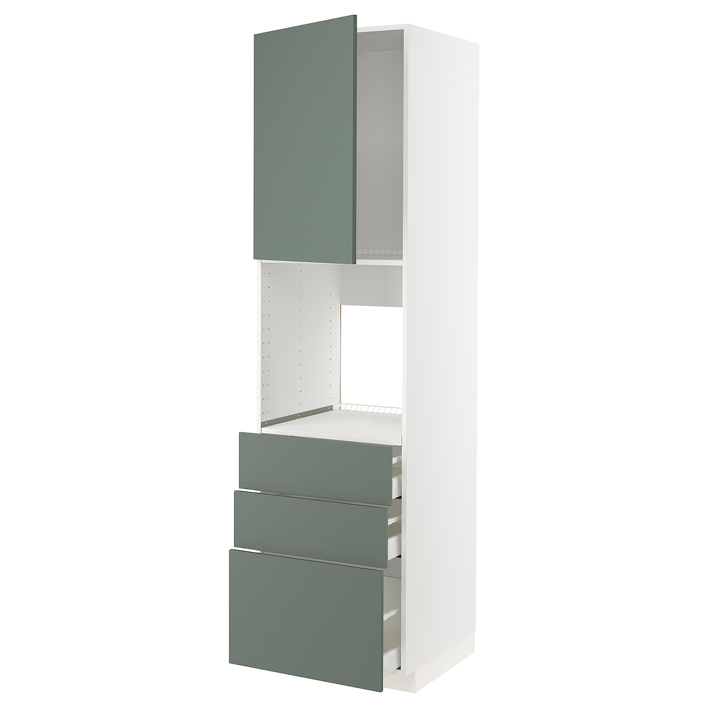 Высокий шкаф с ящиками - IKEA METOD/MAXIMERA/МЕТОД/МАКСИМЕРА ИКЕА, 220х60х60 см, белый/серо-зеленый