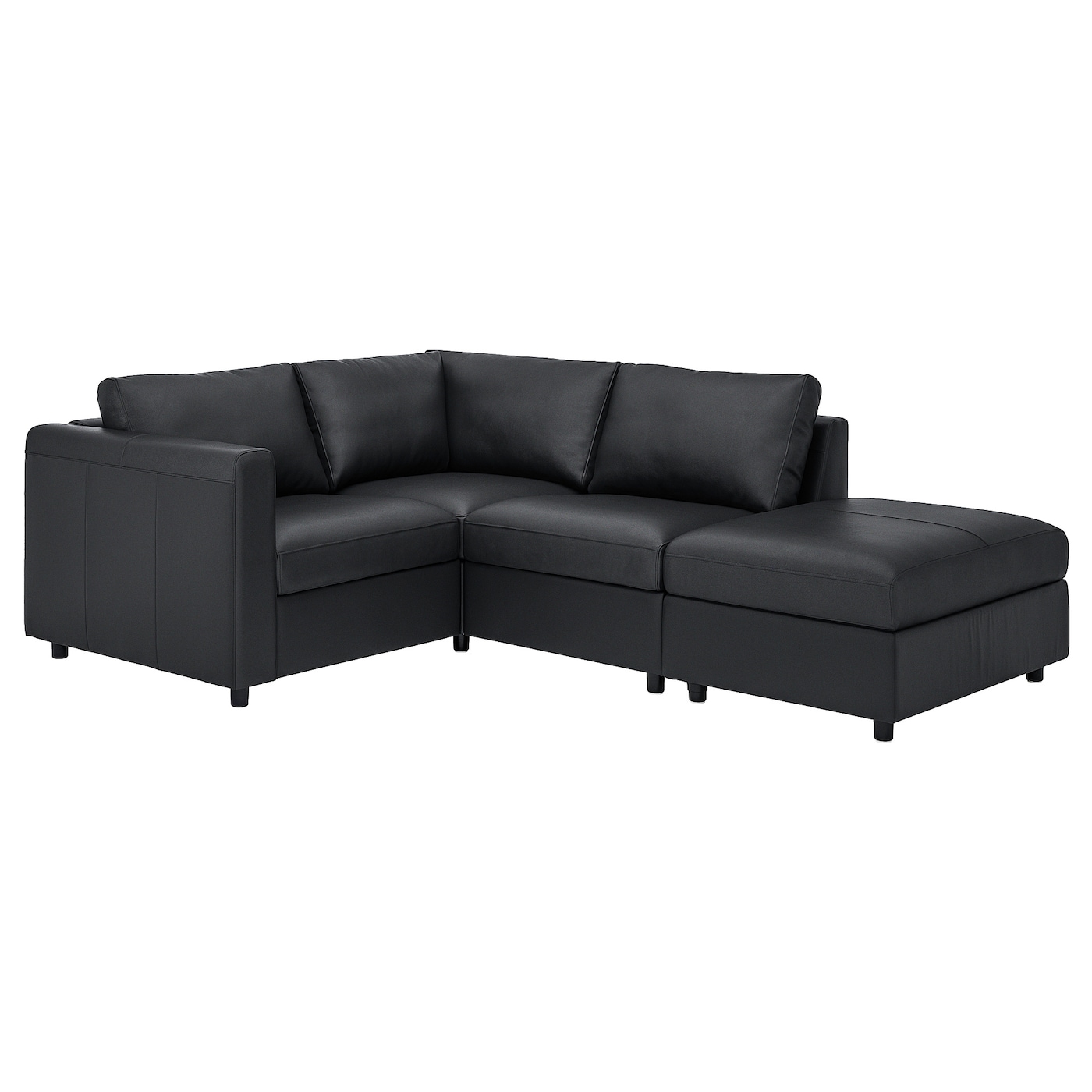 3-местный угловой диван - IKEA VIMLE, 235/179х98х80 см, черный, кожа, ВИМЛЕ ИКЕА
