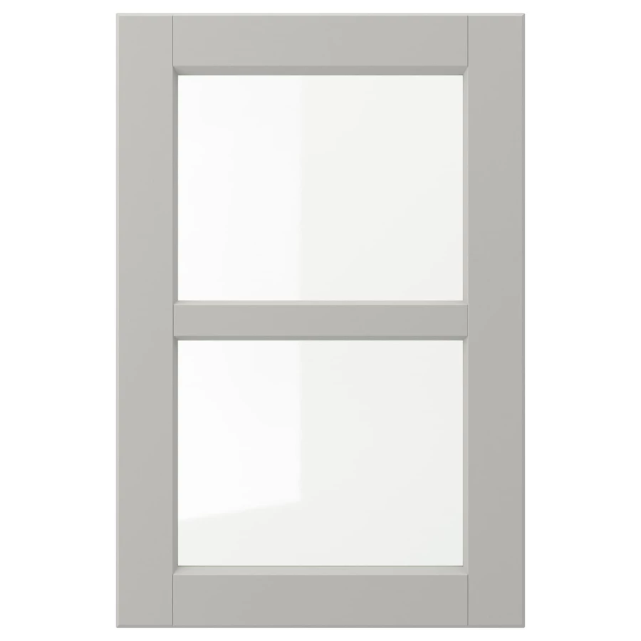 Дверца со стеклом - IKEA LERHYTTAN, 60х40 см, светло-серый, ЛЕРХЮТТАН ИКЕА (изображение №1)