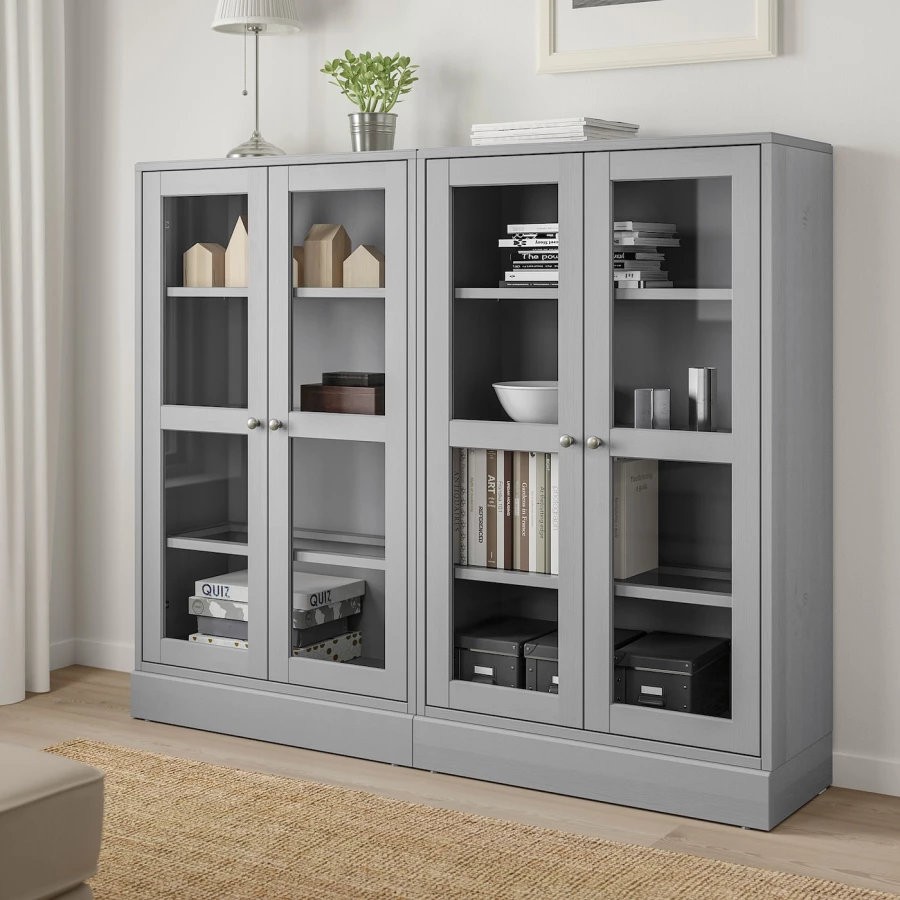 Шкаф - HAVSTA IKEA/ ХАВСТА ИКЕА, 162x134x37см, серый (изображение №2)