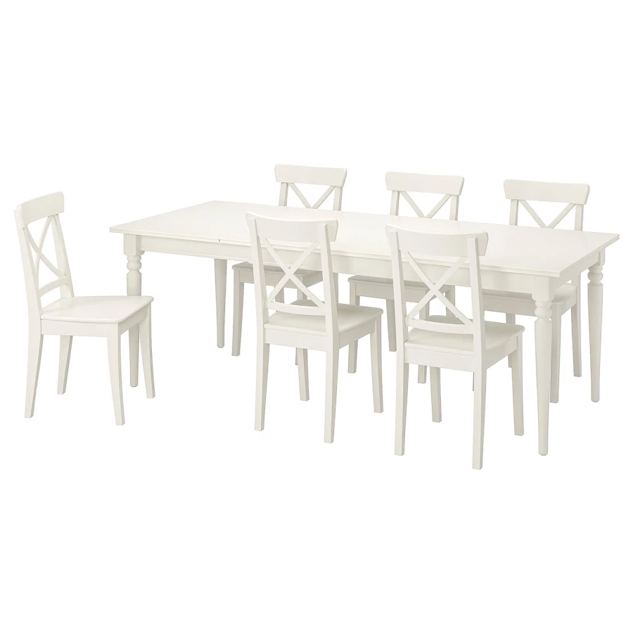 Обеденный набор - INGATORP/INGOLF IKEA/ИНГАТОРП/ИНГОЛЬФ ИКЕА, 155 см, белый (изображение №1)