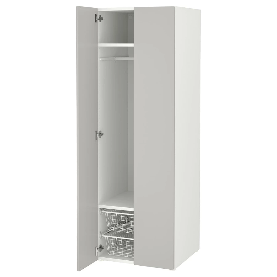 Шкаф - PLATSA/ SMÅSTAD / SMАSTAD  IKEA/ ПЛАТСА/СМОСТАД  ИКЕА, 60х57х181 см, белый/серый (изображение №1)