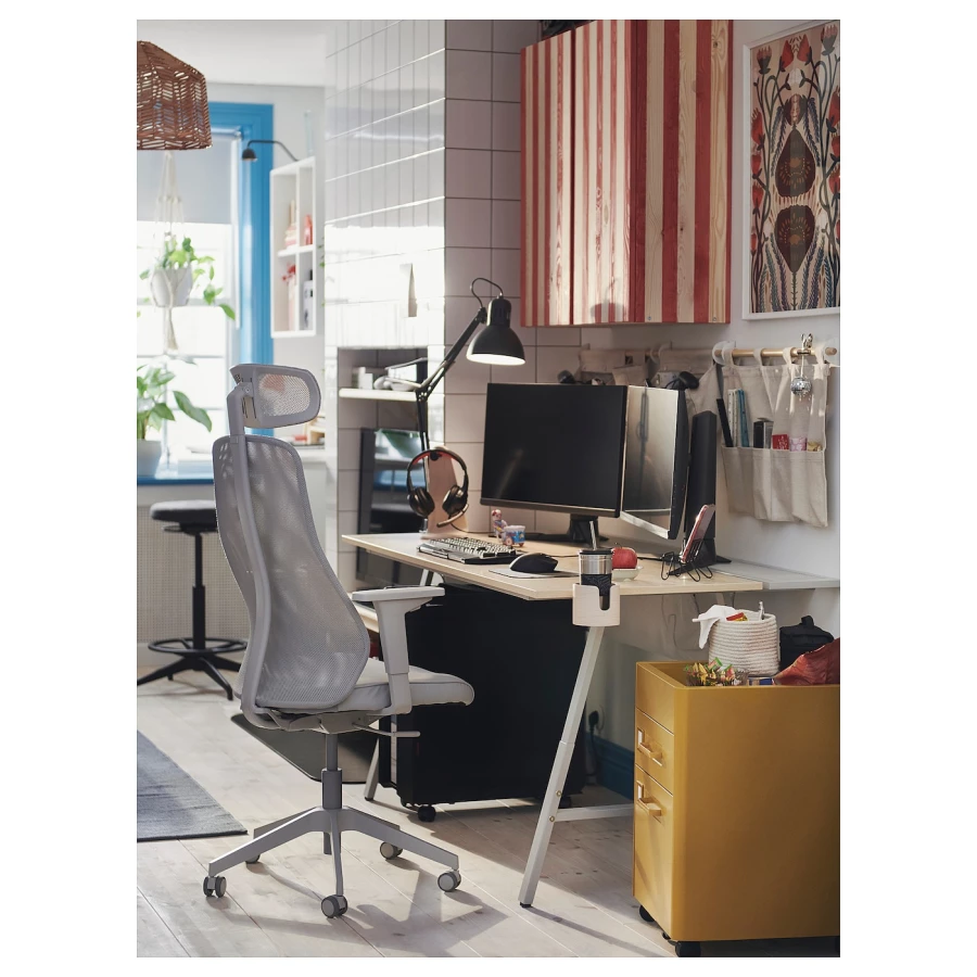 Игровой/офисный стул - IKEA MATCHSPEL/МАТЧСПЕЛ ИКЕА, 66х66 см, белый (изображение №7)