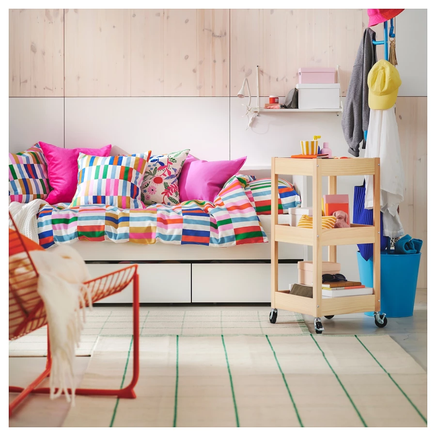 Коврик придверный безворсовый IKEA RIDSTIG/ ИКЕА РИДСТИГ, 133х195 см, бежевый/зеленый (изображение №5)