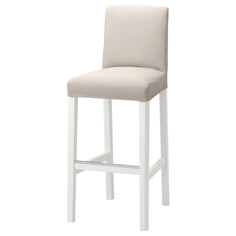 Барный стул со спинкой - BERGMUND IKEA/БЕРГМУНД ИКЕА, 110х45х49 см, бежевый (изображение №1)
